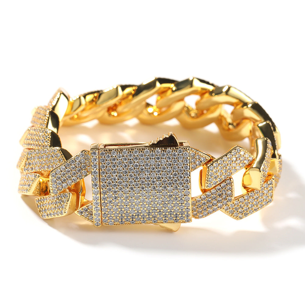 Bracelet Spring Buckle Four-Row Diamond Bar Cuban Bracelet Full Diamond St. Valentine's Spectrum