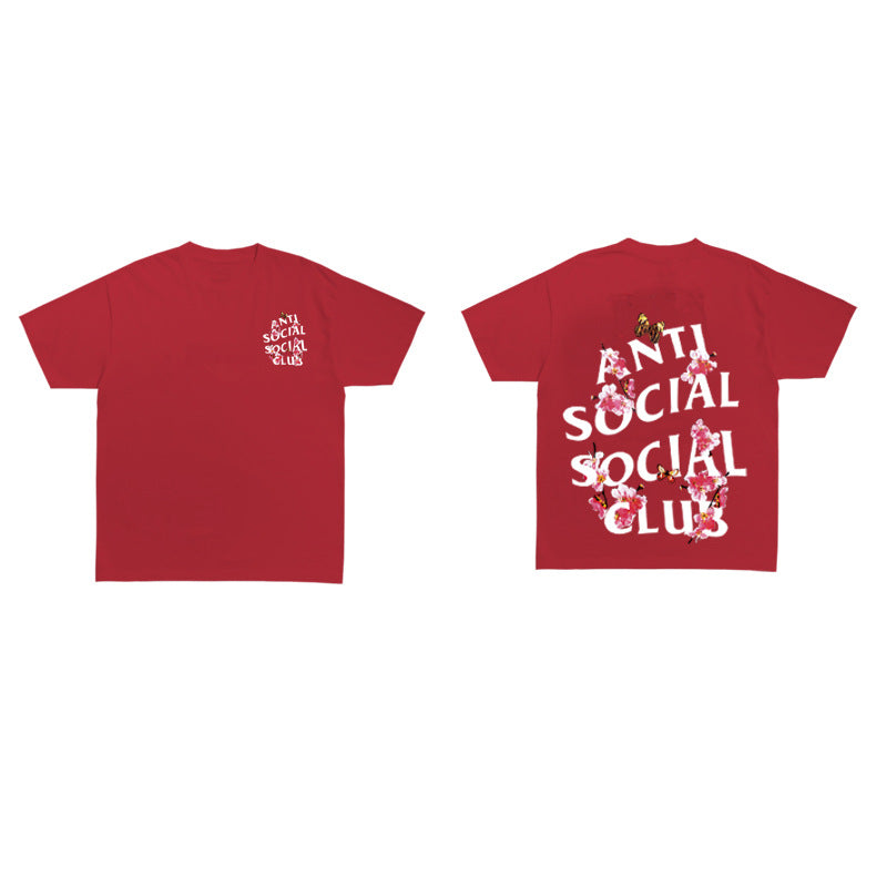 Anti Social Club T Shirt Summer Short Sleeve T-shirt Printed Short T Loose