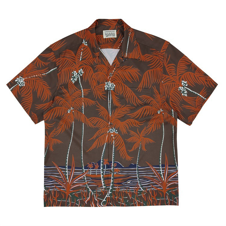 GUILTYPARTIES TIGER Shirts 19ss Coconut Tree, Palm Tree Short Sleeve Shirt