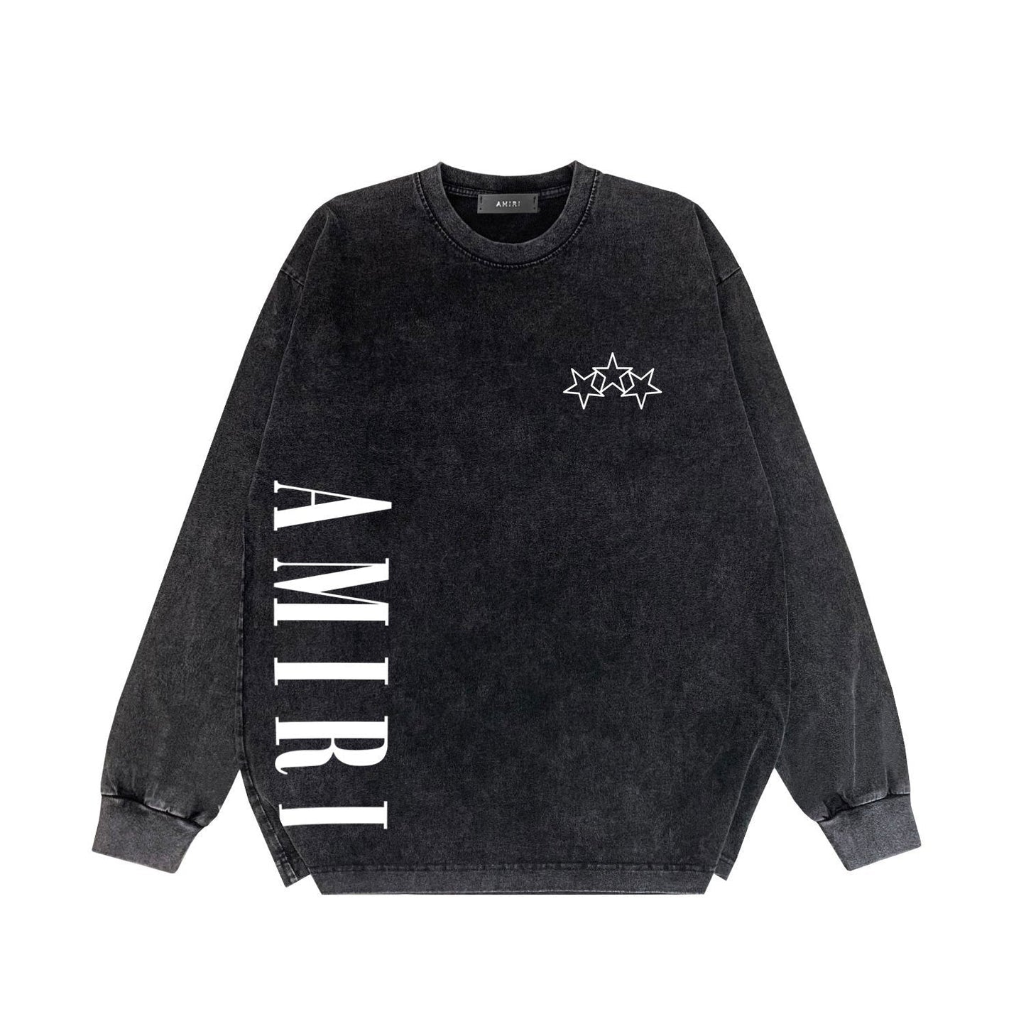 Amiri Long-Sleeve Shirt Stars Pattern Vintage Distressed Long Sleeve T-shirt