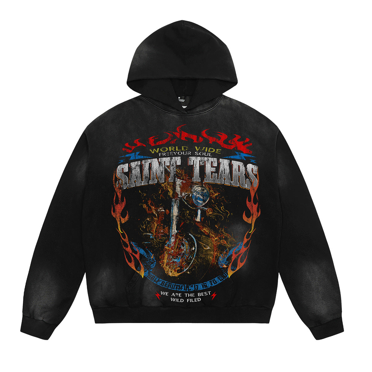 Unisex Hoodies Saint Michael Fashion Old Loose Hoodie