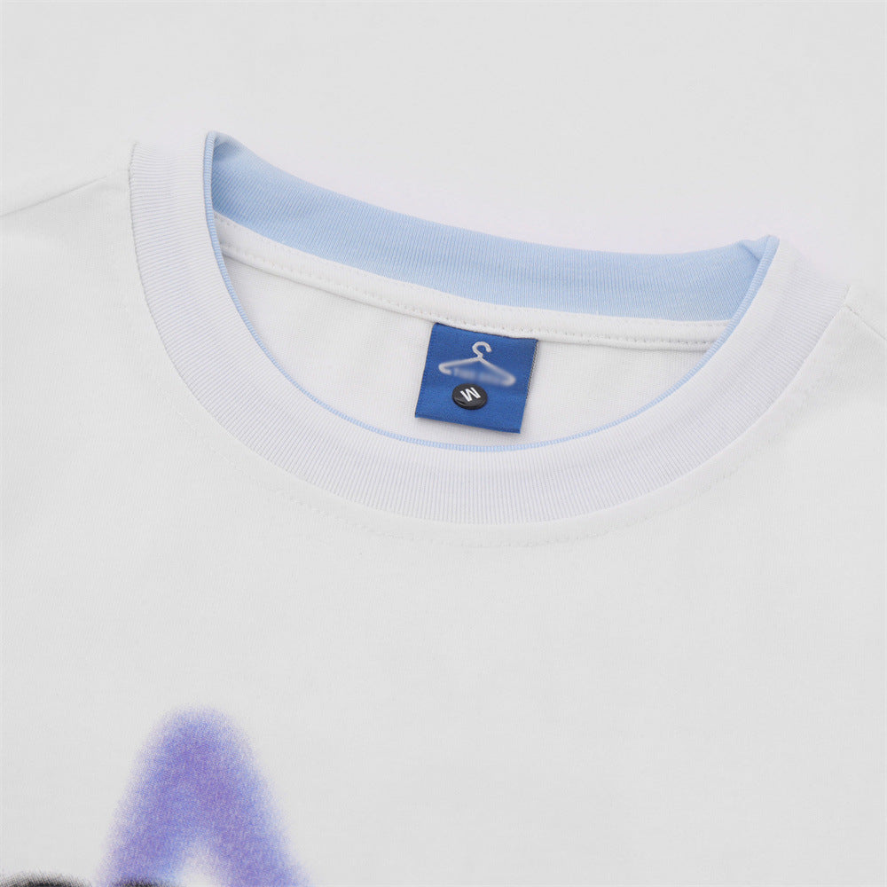Men Long Sleeve T-Shirt Graffiti Butterfly Print Niche Cotton