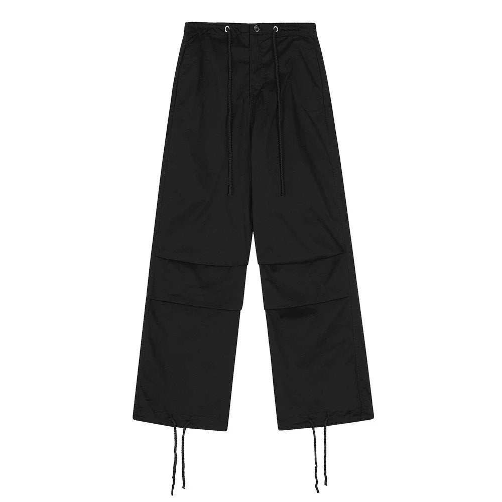 Men Sweatpants Pleated Loose Straight Trousers Straight Drawstring Drawstring Casual Pants