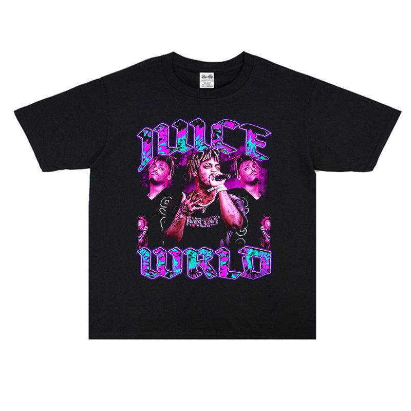 Rock Star T Shirt Juice WRLD Juice Rap Print T-shirt Short Sleeve Cotton Loose round Neck
