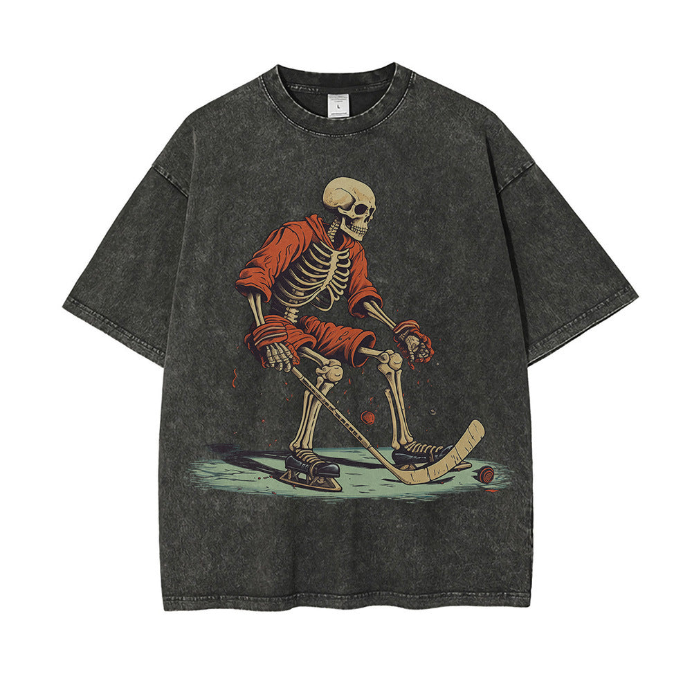 Pure Cotton Heavy Distressed Washed Graphic T shirts Hock