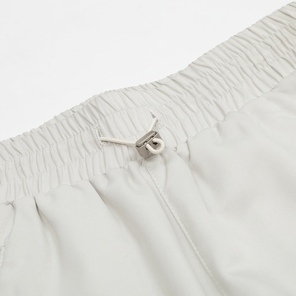 Men Sweatpants Exercise Casual Pants Side Stitching Zipper Slit Elastic-Waist Straight-Leg Pants