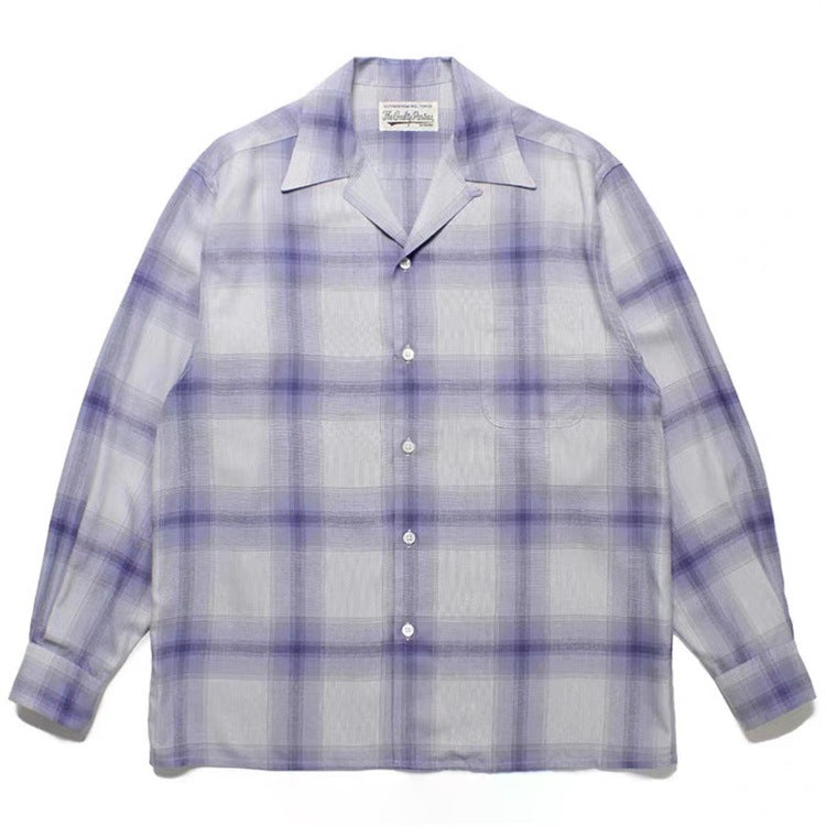 GUILTYPARTIES TIGER Shirts checked striped Hawaiian long-sleeved shirt