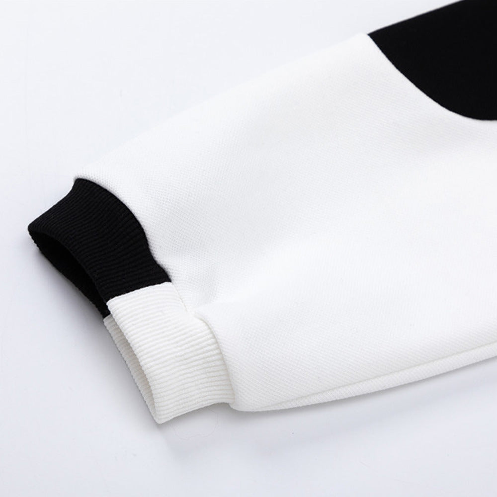 Men Long Sleeve T-Shirt Stitching Loose Casual Bottoming Basic Sports Sweatshirt