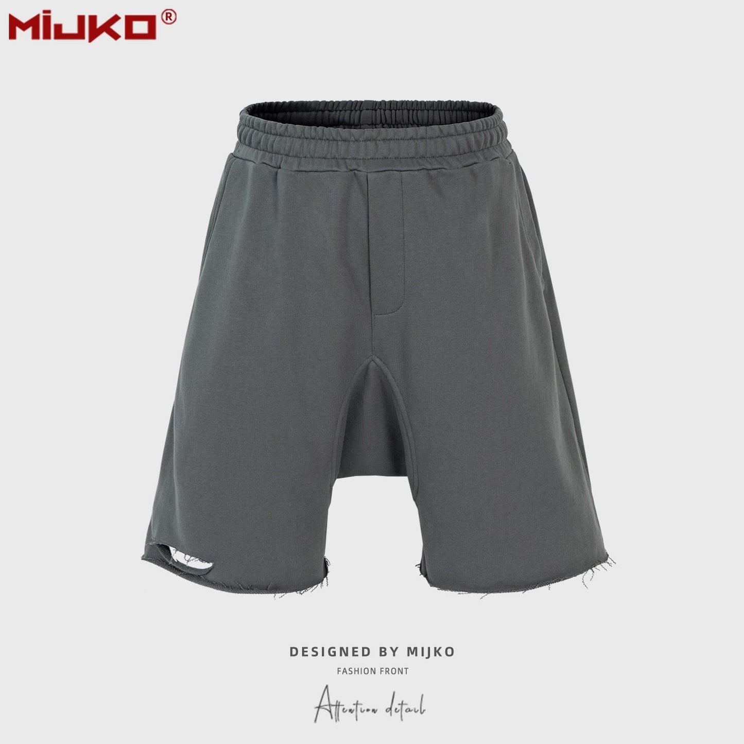 MIJKO Mens Shorts Knife Cut Cotton Shorts