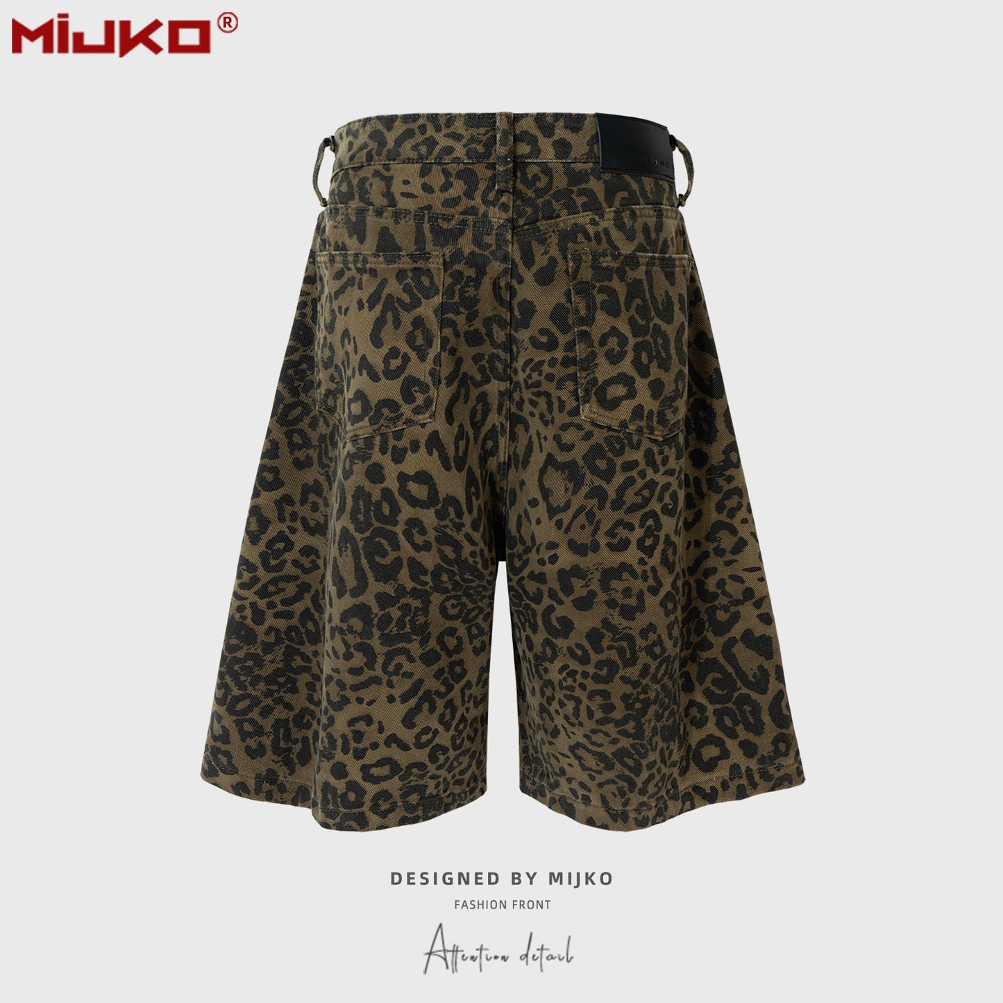 MIJKO Men Shorts Camo Leopard Casual Jeans