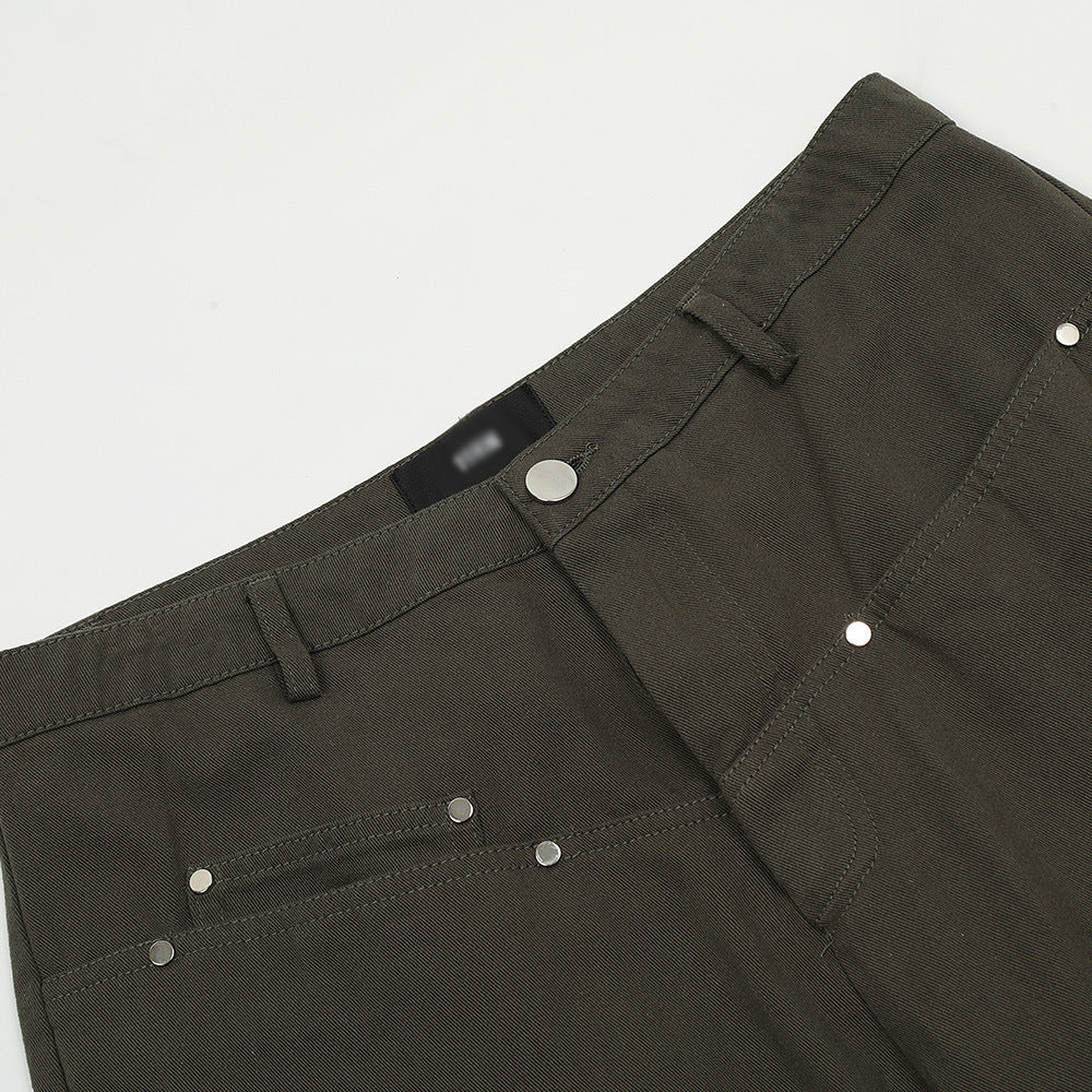 Men Sweatpants Multi-Pocket Straight Casual Working Pants Men's Loose Solid Color Mop Wide Leg Pants Trousers