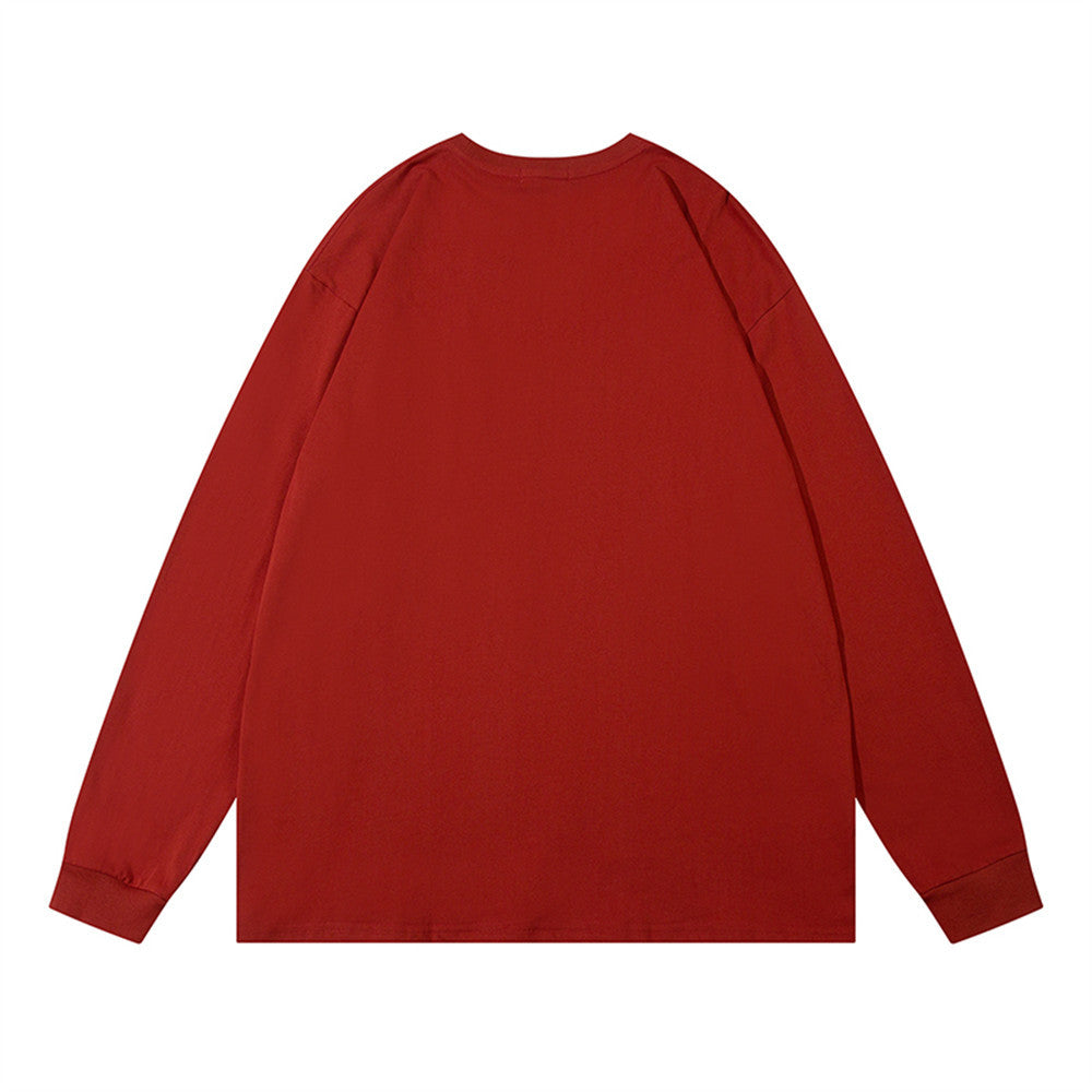 Men Long Sleeve T-Shirt Chain Long Sleeve T-shirt Loose Cotton