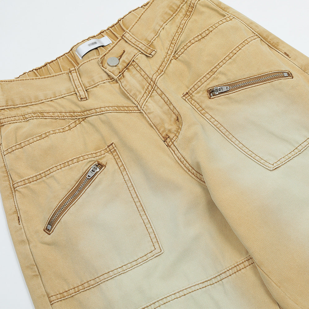 Men Jeans Irregular Pocket Zipper Casual