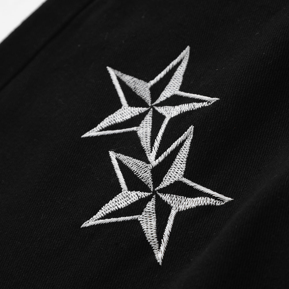 Men Jeans Five-Pointed Star Embroidery
