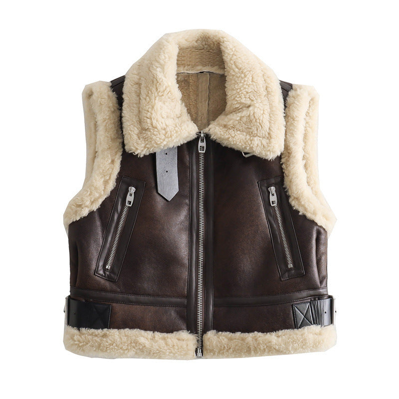 Women Cotton Coat All-Matching Fleece-Lined Lapel Double-Sided Wear