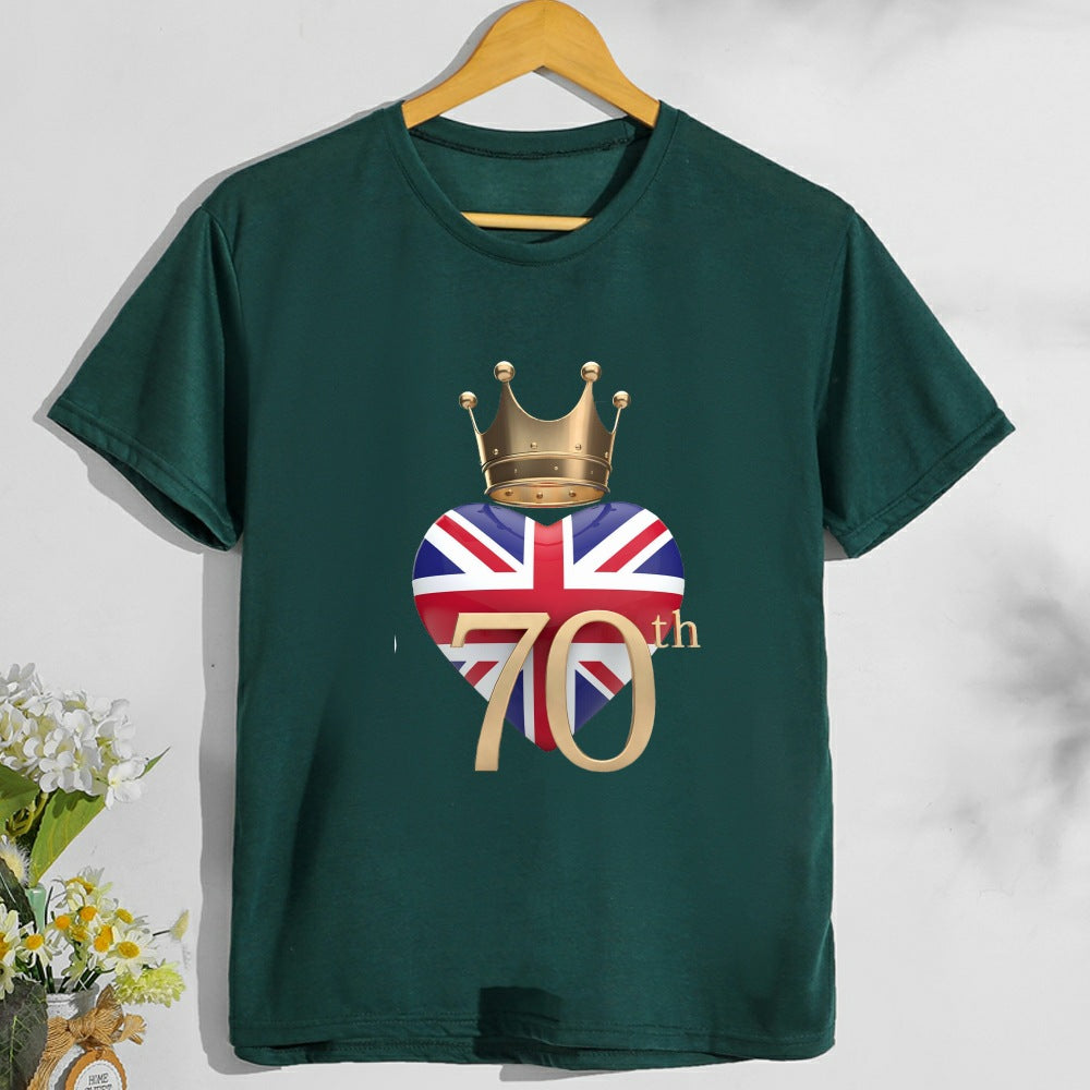 Inspired by Queen's Platinum Jubilee 2022 Elizabeth 70 Years T-shirt T-shirt Short Sleeve Loose