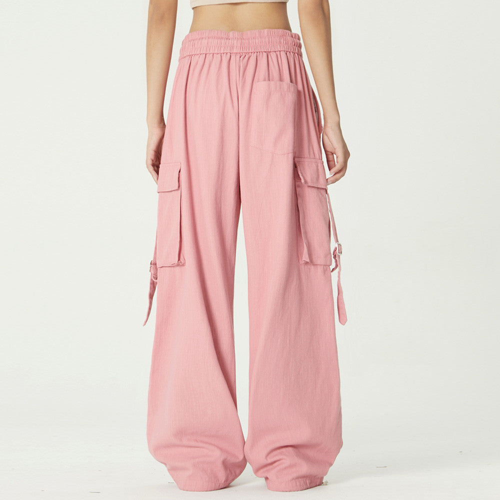 Men Sweatpants Workwear Wide Leg Trousers Men Oversize Loose Straight Drawstring Jogger Pants