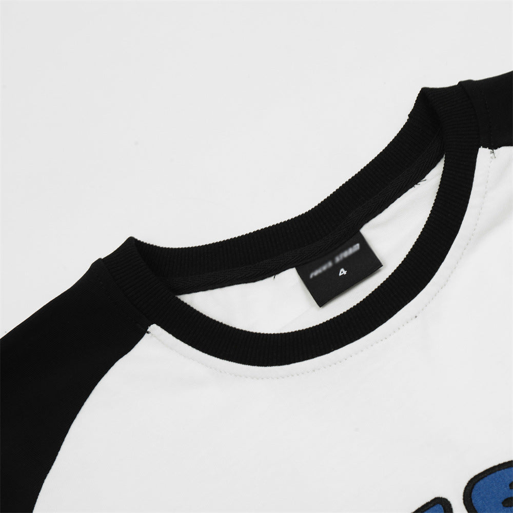 Men Long Sleeve T-Shirt Heavy Pure Cotton Embroidery Plug Bottoming Shirt