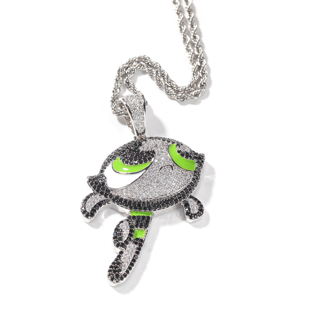 Jewelry Powerpuff Girls Spectrum St. Valentine's Pendant Hip Hop Copper Anime The Powerpuff Girls Spectrum St. Valentine's