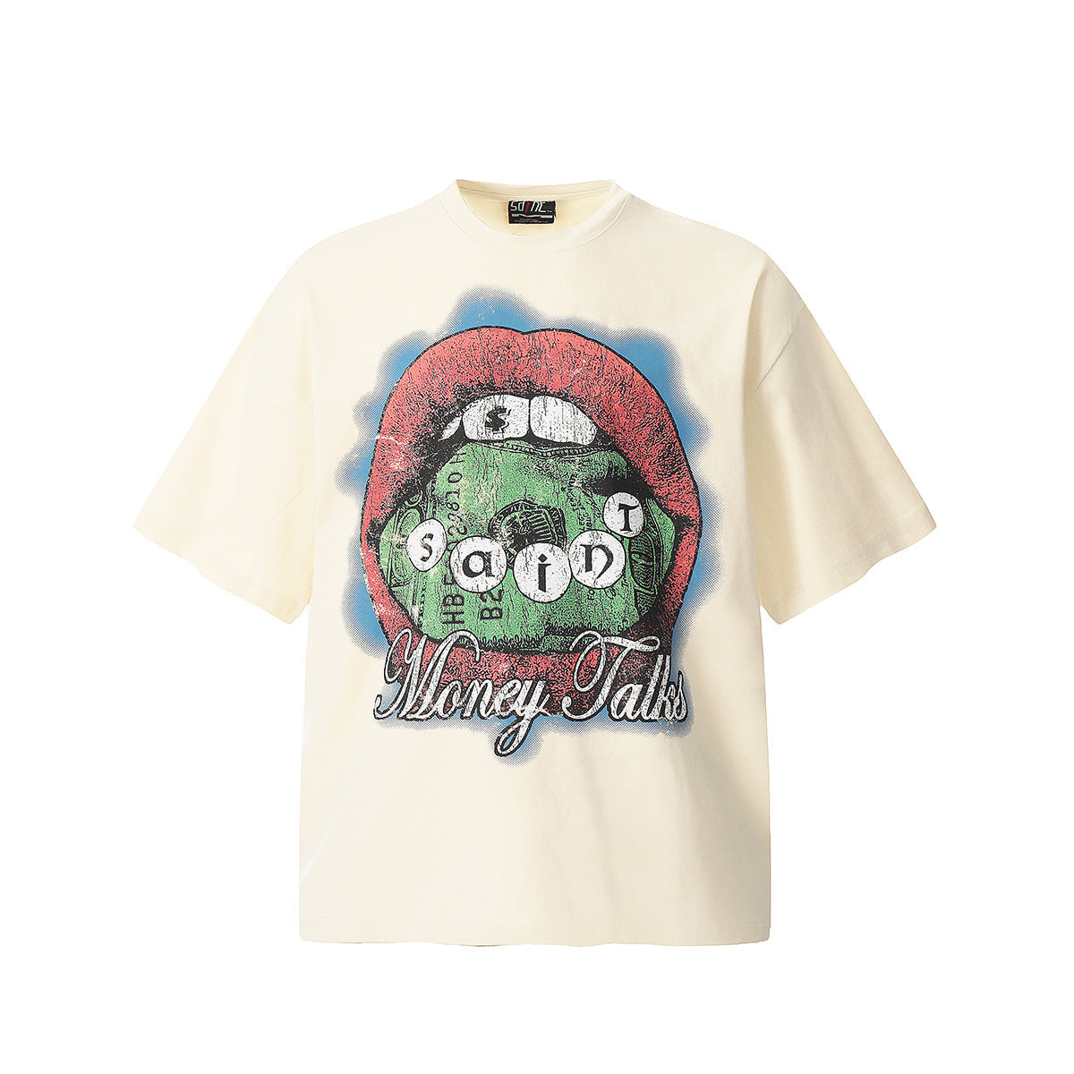 Unisex T-Shirts Saint Michael Vintage Lip Abstract Print Short Sleeve