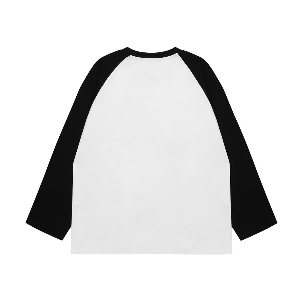 Men Long Sleeve T-Shirt Heavy Pure Cotton Embroidery Plug Bottoming Shirt