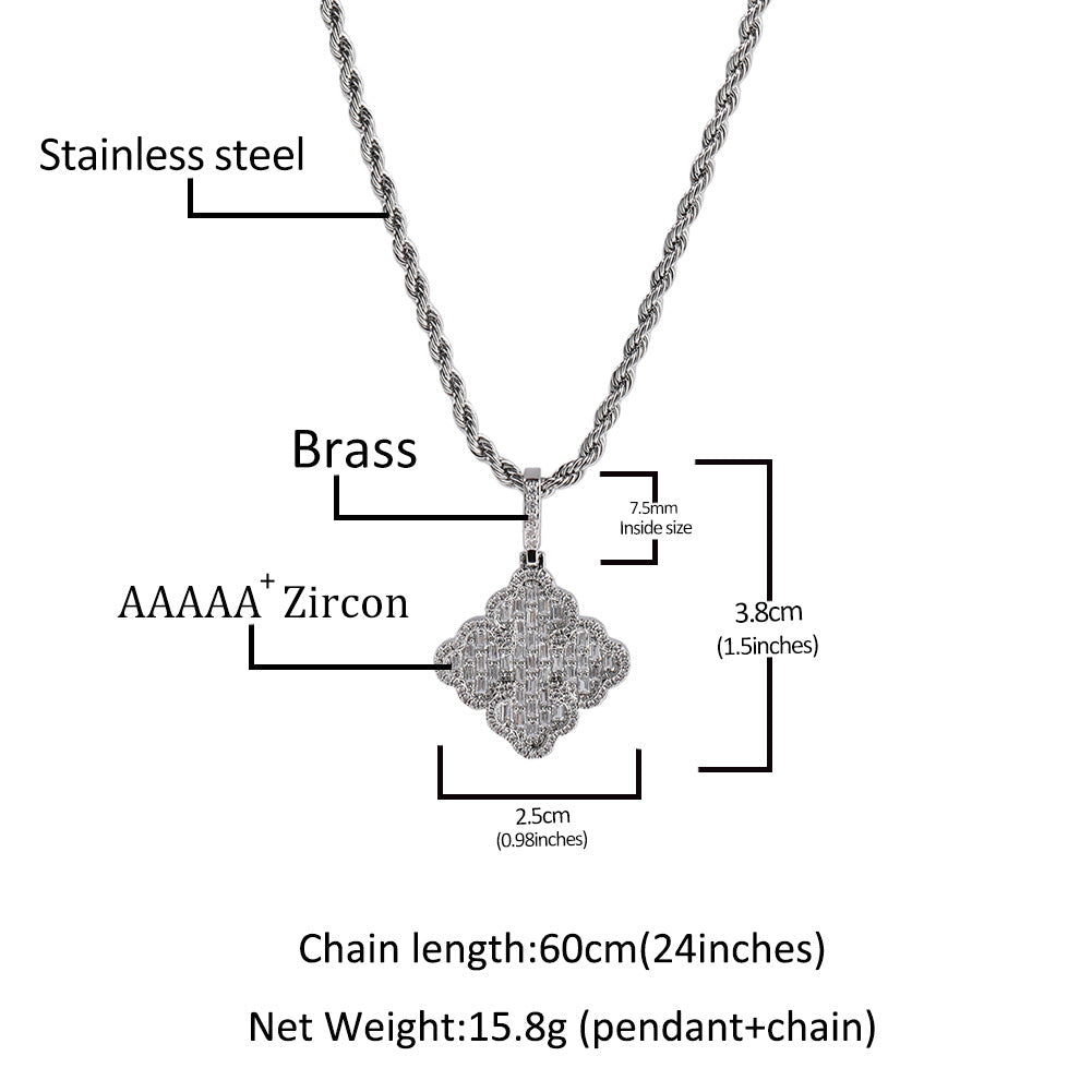 Jewelry Luxury Full Diamond Clover Pendant Female ins Wind 5A Zircon Necklace snowflake St. Valentine's Spectrum