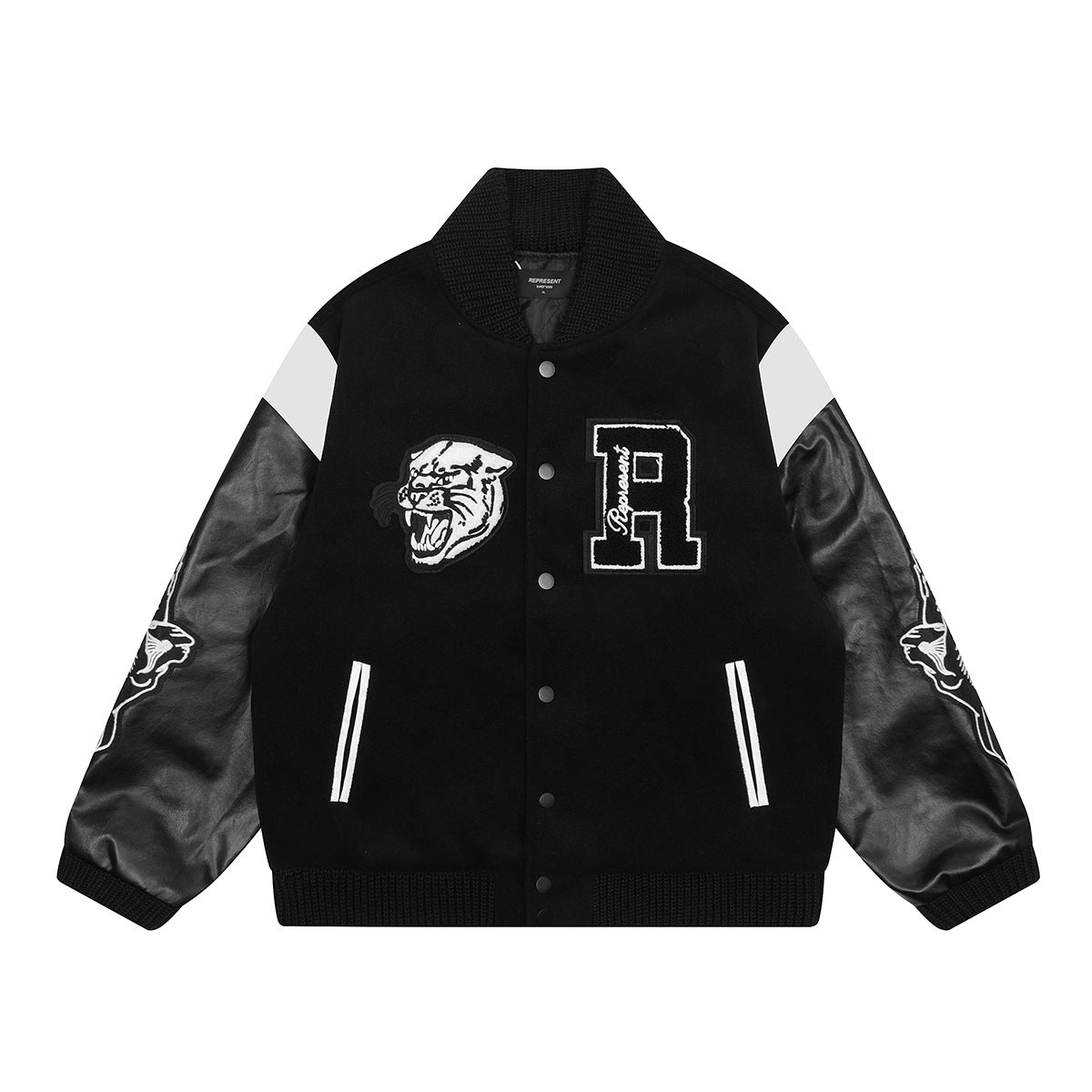 Unisex Baseball Jersey Represents Loose Leather Sleeve Baseball Jacket