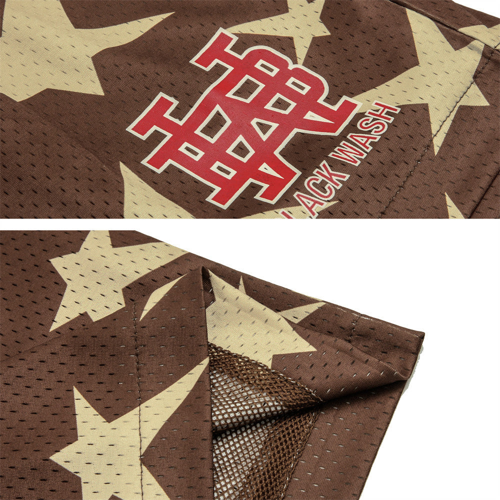 Men Shorts Five-Pointed Star Summer Thin Breathable Quick-Drying Sports Mesh