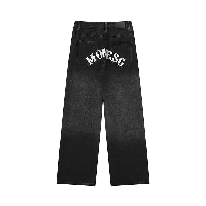 Men Jeans XINGX Graffiti Distressed Straight Jeans