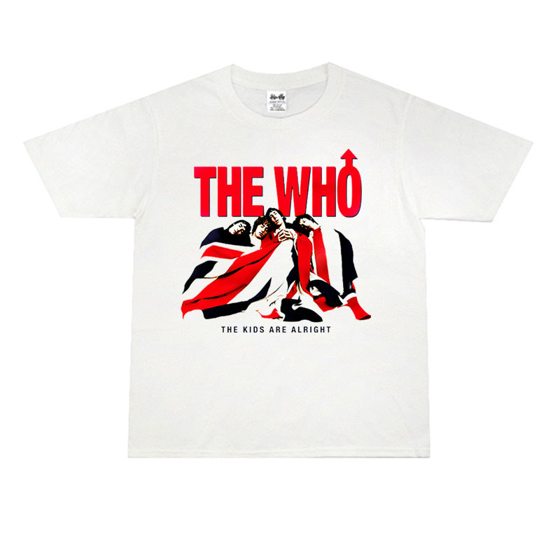 Rock Star T Shirt the WHO Band Printed Washed Distressed T-shirt Men's and Women's Cotton Short Sleeve