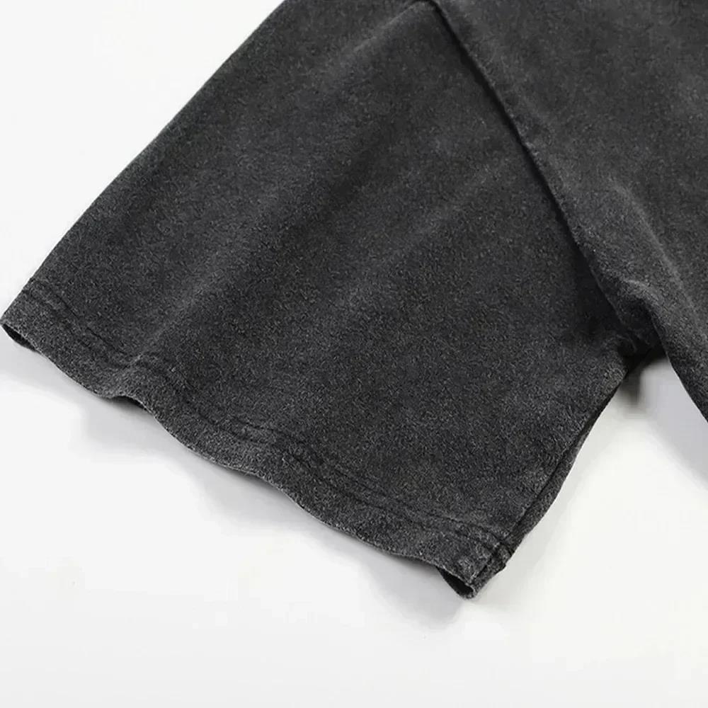 Vintage oversized acid-washed T-shirt Printed Street Harajuk