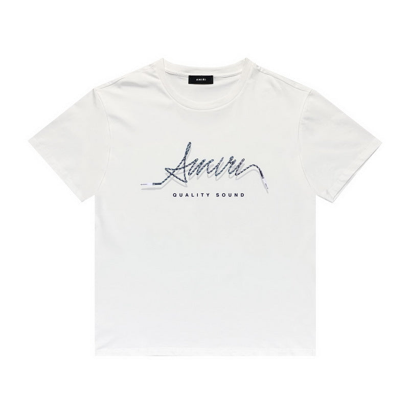 Amiri T Shirt Printed Casual Hip Hop round Neck Short Sleeve T-shirt