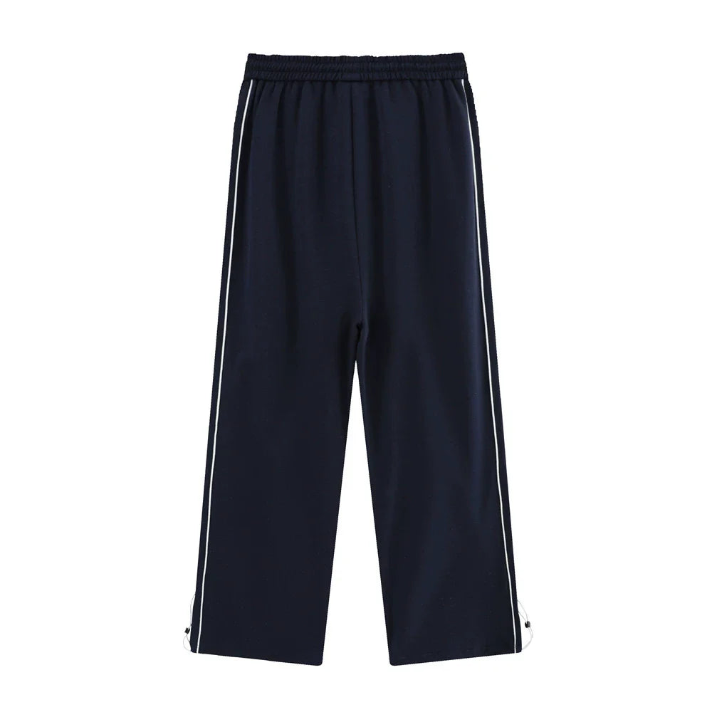 Men Sweatpants Side Striped Casual Pants Men's Casual Loose Track Pants Drawstring Elastic Waist Straight-Leg Trousers