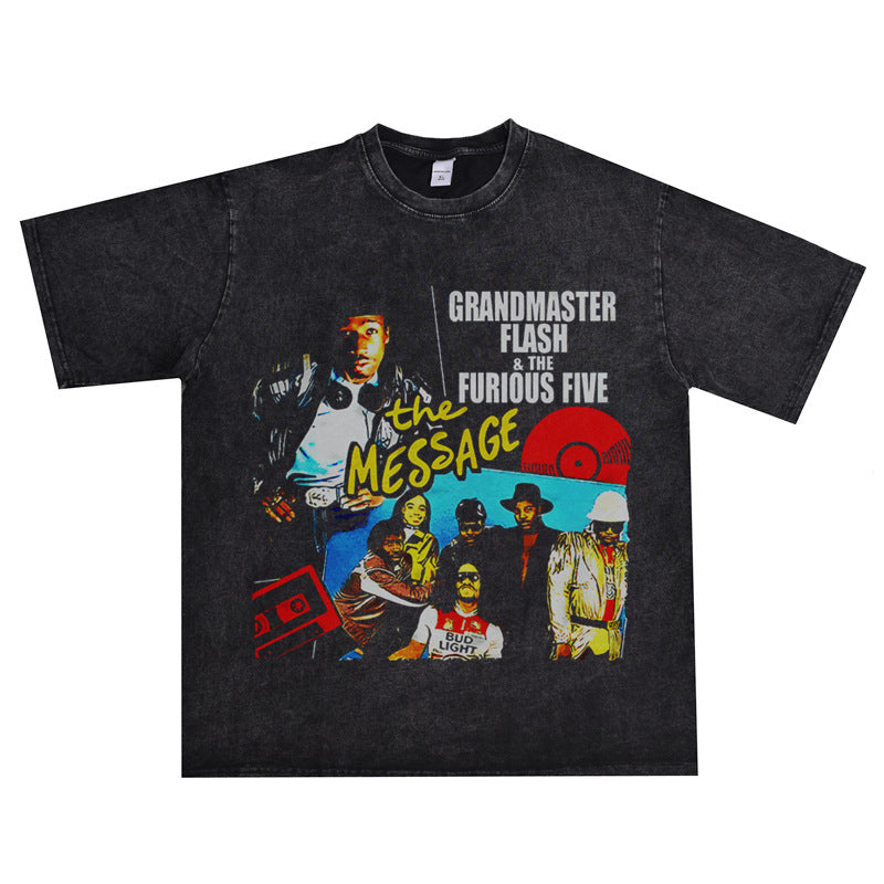 Rock Star T Shirt Grandmaster Flash & the Furious Five Master Fleish and Angry Five-Man T-shirt