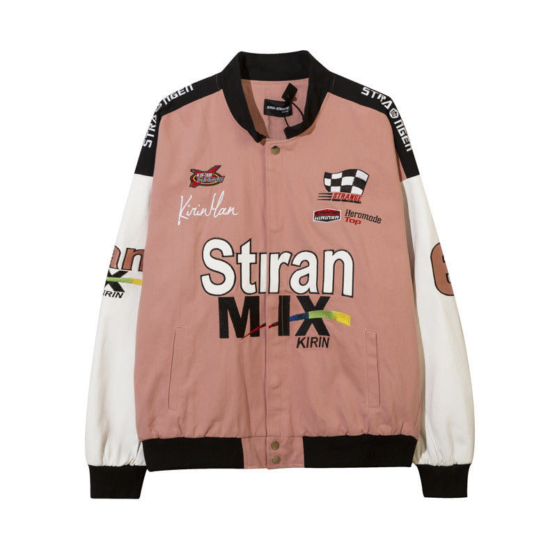 Women Jackets Vintage Racing Suit Baseball Uniform Motorcycle Jacket