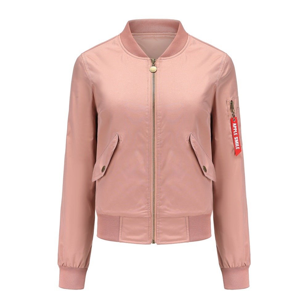 Women Trench Coat Bomber Jacket Women Baseball Jacket Spring and Autumn Flight Suit Long Sleeve Coat