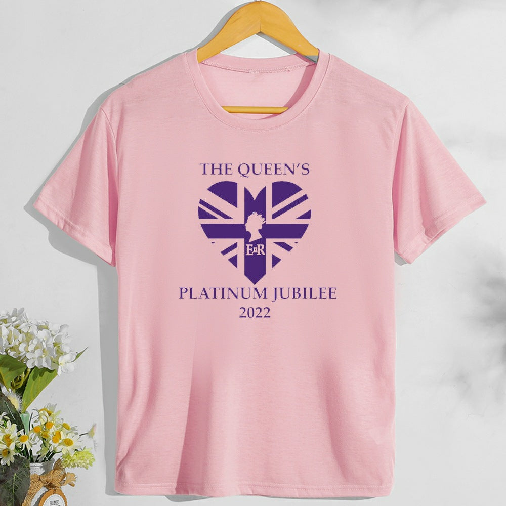 Inspired by Queen's Platinum Jubilee 2022 Elizabeth 70 Years T-shirt Printed Letters British Style T-shirt Short Sleeve