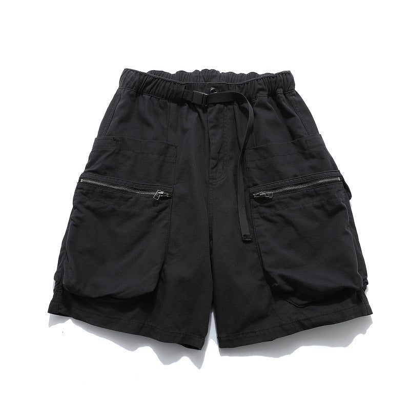 Men Shorts Solid Color Multi-Pocket Casual Shorts