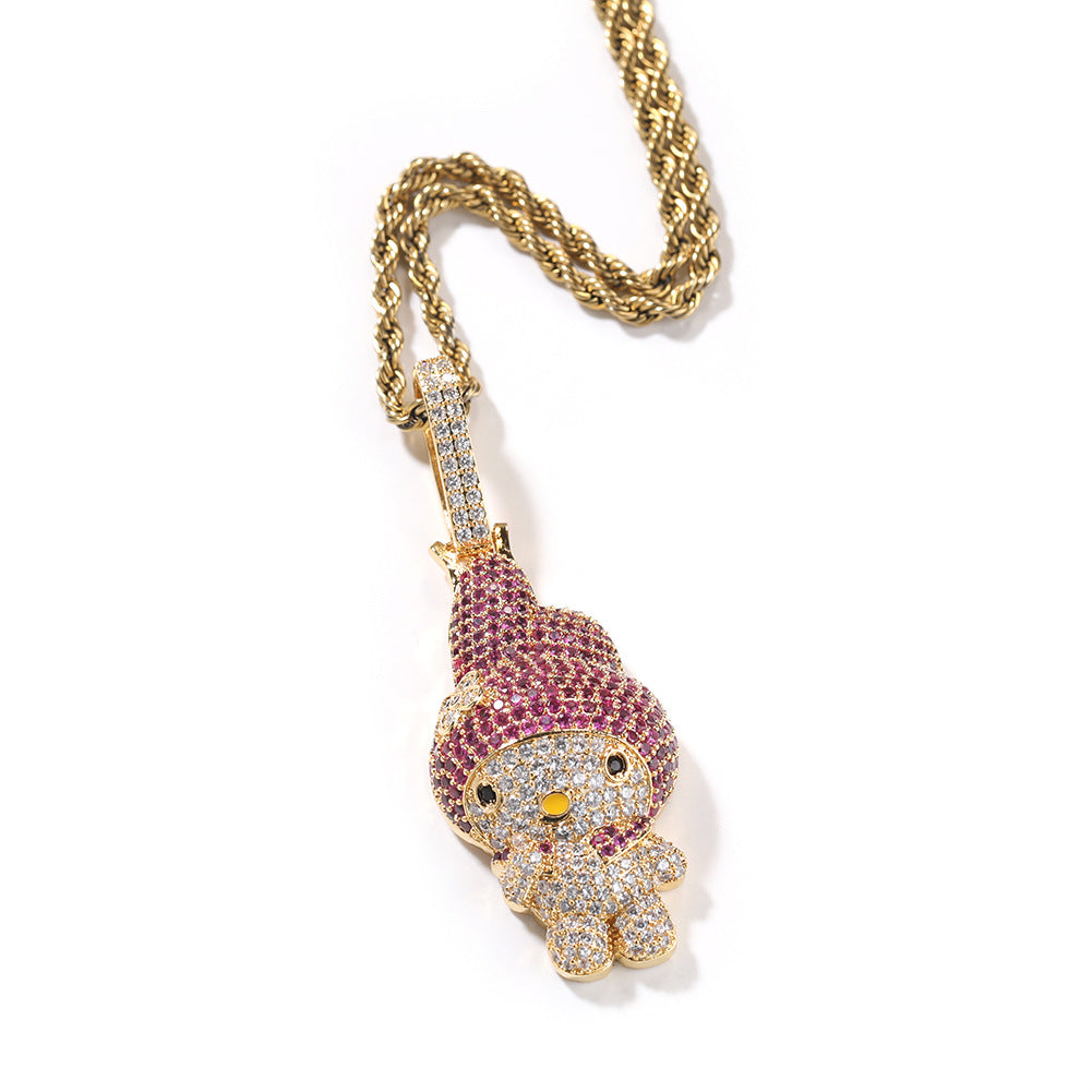 Jewelry Melody Cartoon Necklace Women's ins Diamond Pendant My Melody Spectrum St. Valentine's