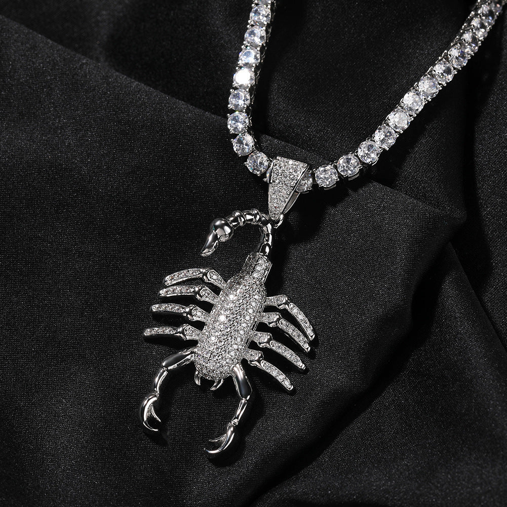 Jewelry Copper Zircon Scorpion Pendant Twist Chain Necklace ins Spectrum Animal Far East