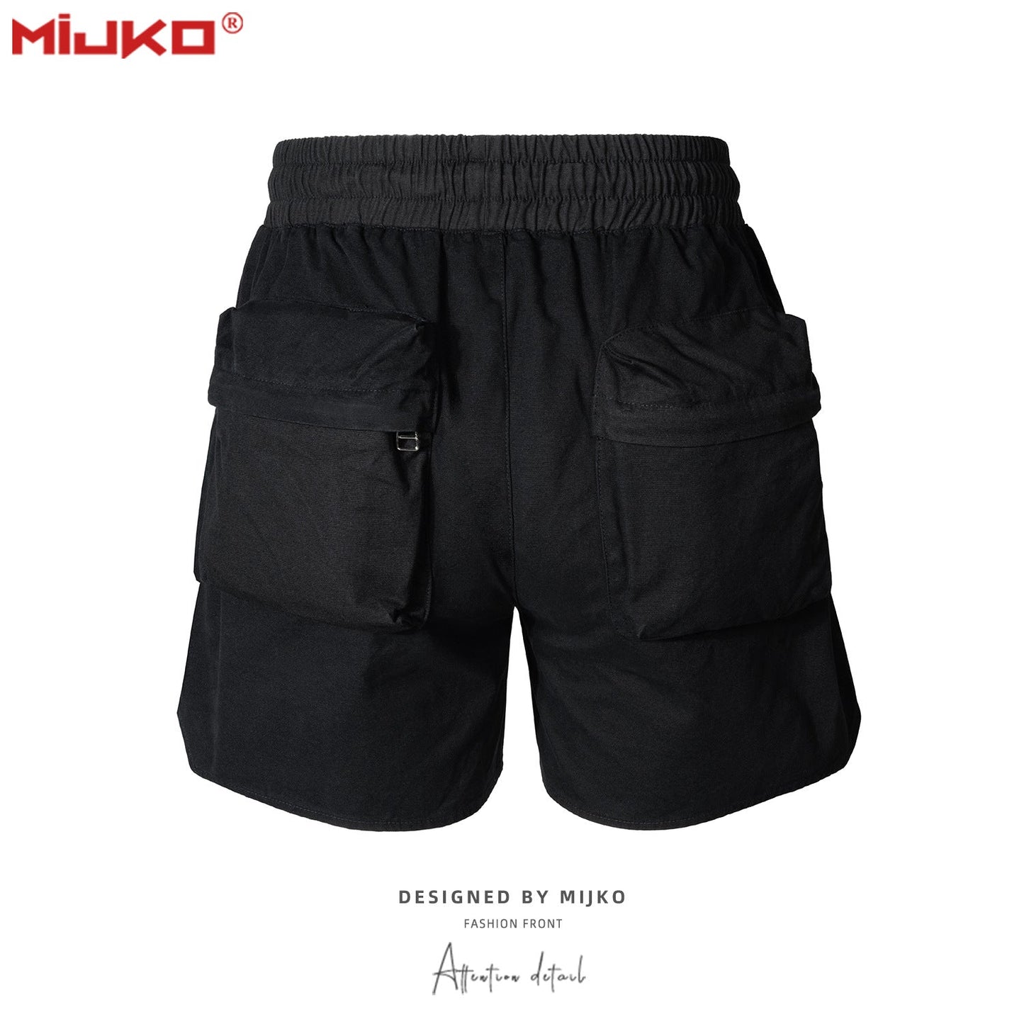 MIJKO Men Shorts 3D Pockets Drawstring Casual Shorts