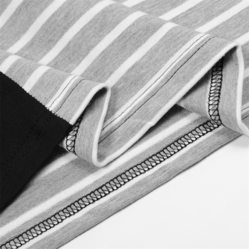 Men Long Sleeve T-shirt Color Matching Stitching Striped T-shirt Bottoming Shirt
