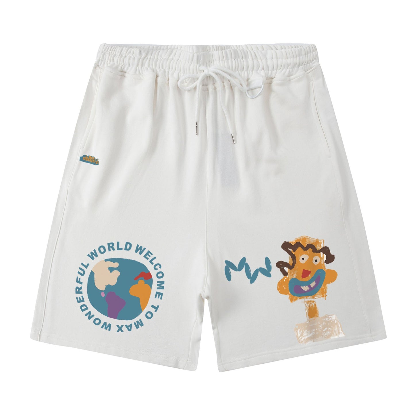 Men Shorts Hiphop Vintage Flame Print Sports Shorts