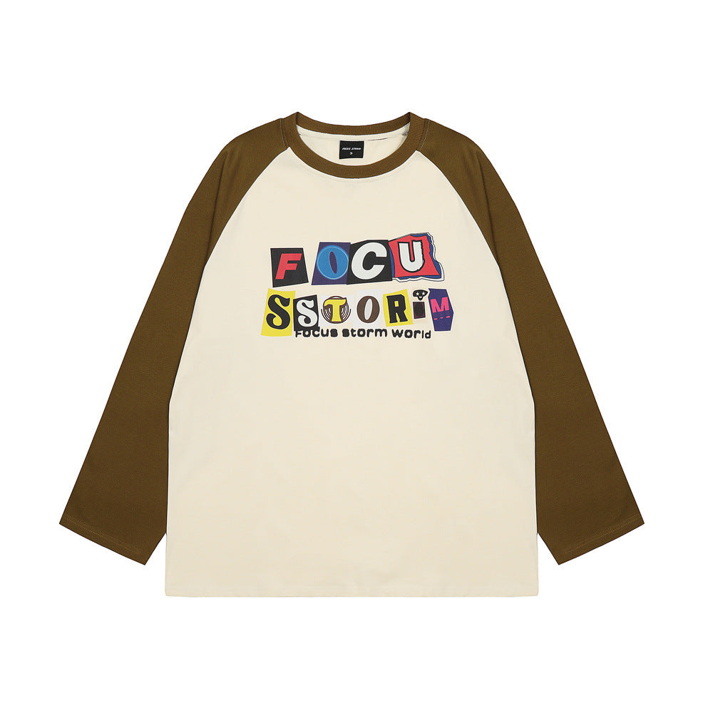 Men Long Sleeve T-Shirt Letter Printing Heavy Weight Cotton Base Shirt