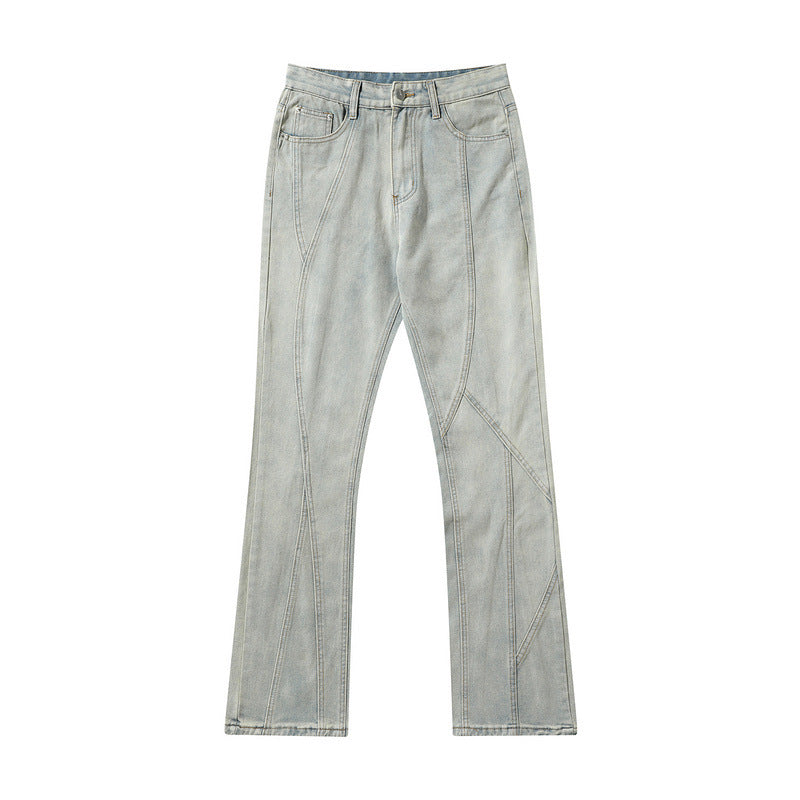 Men Jeans Vintage Straight Jeans Casual Flared Pants