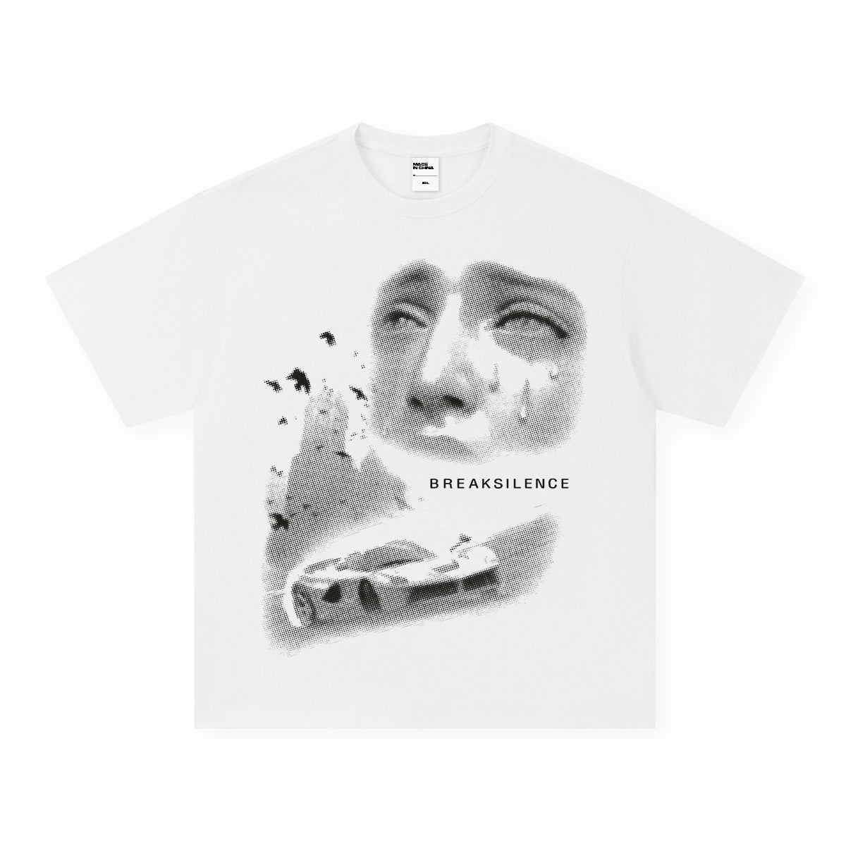 Vintage T-shirts Printed Short Sleeve T-Shirt Cotton White Loose T-Shirt