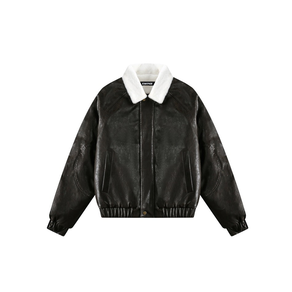 Unisex Coat Winter PU Leather Thickening