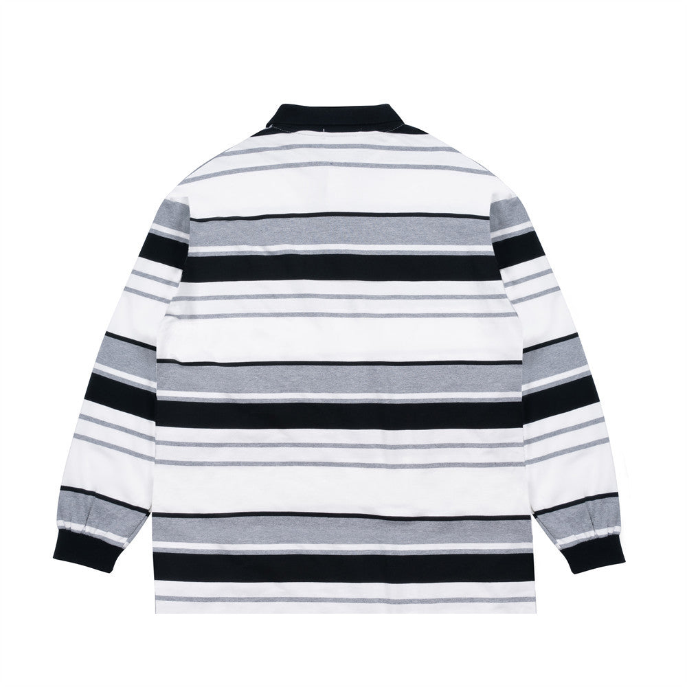 Men Long Sleeve T-Shirt Striped Polo Shirt Loose