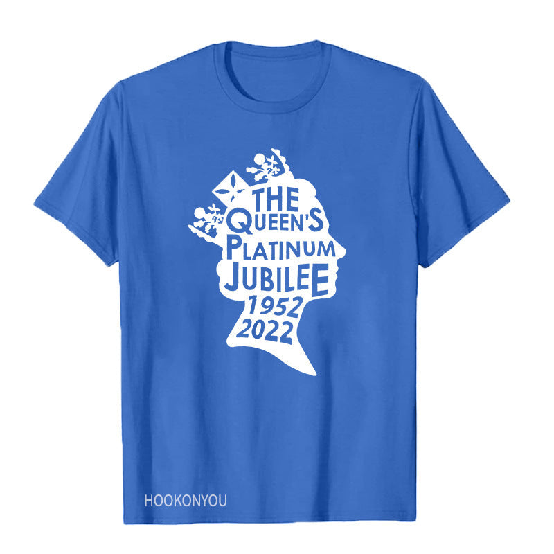 Inspired by Queen's Platinum Jubilee 2022 Elizabeth 70 Years T-shirt round Neck Short Sleeve T-shirt