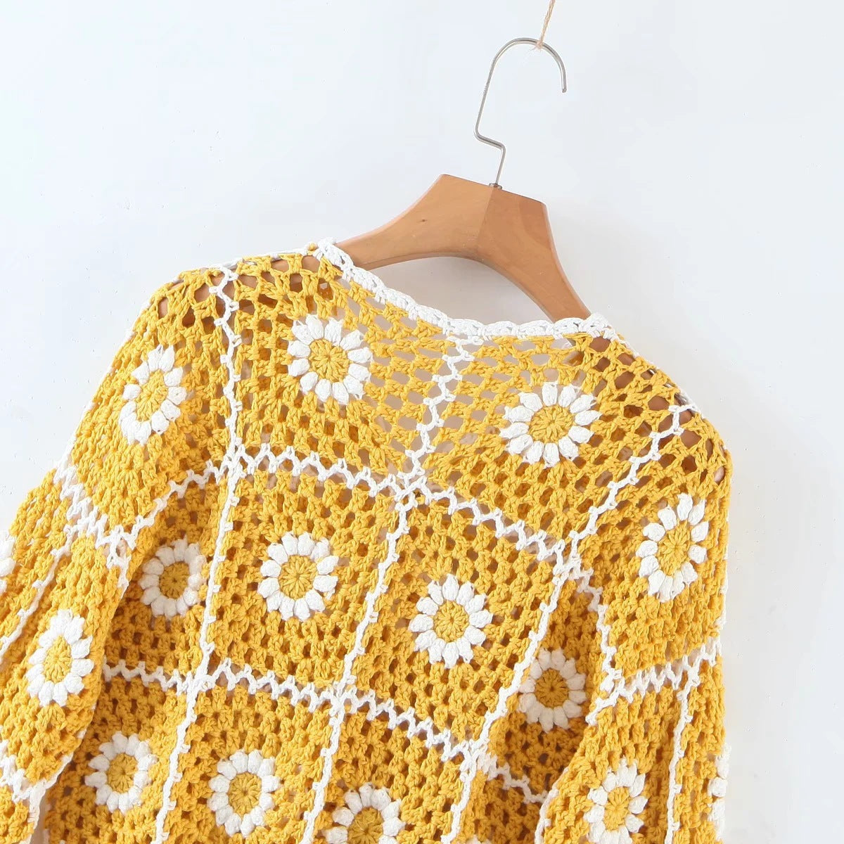 Women Sweater Knit Wear Hollow-out Crocheted Knitted Cardigan Jacket